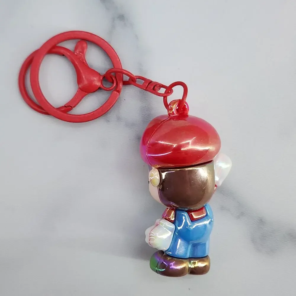 *NEW* Mario! Super Mario 3D Figure Keychain Bag Charm Iridescent Red & Blue